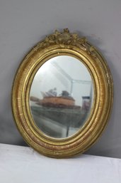 Vintage Baroque-style  Gilt-gesso Oval Wall Mirror