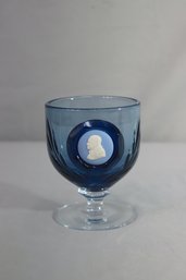 Churchill Cameo Wedgwood Blue Jasperware, Blue Glass Goblet, Signed On Bottom