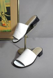 New Liz Claiborne White Leather Sandals, Size 6.5