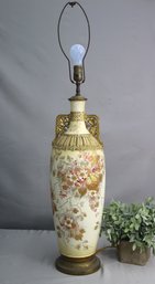 Vintage Chinoiserie Porcelain Table Lamp On Brass Base