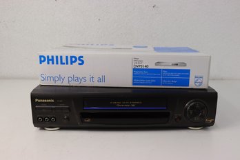 DVD And VCR Group Lot: Philips DVD Player DVP3140/37 AND Panasonic VCR PV 8661