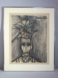 Numbered Limited Edition Bernard Buffet The Native Pochoir On Paper #270/300 1951