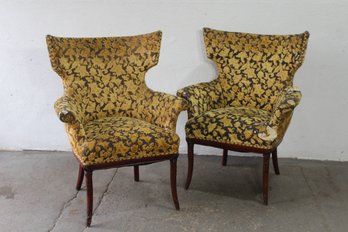 Pair Of Vintage Wingback Chairs In Need Of Reupholstery