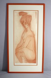 Framed Vintage Etching And Aquatint By Etienne Ret Portrait Of A Woman, Preuve D'artiste Pencil Signed L.r.,