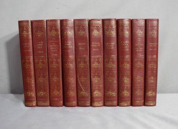 Collection Of Classic Literature: Timeless Works In Decorative Red Leather Bindings