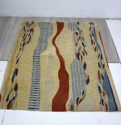 Polychrome Abstract Pure Wool Pile Area Rug