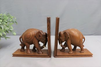 Handmade Rosewood Elephant Bookends