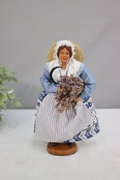 Vintage Lavender Gatherer Woman Figurine 12.5'