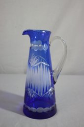 Vintage 1960 Cobalt Crystal Jug, Poland