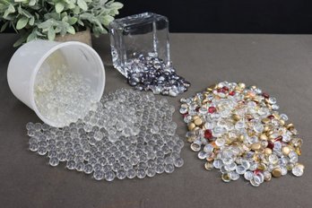 Large Quantity Loose Mixed Colored And Clear Glass Pie Weights And Marbles