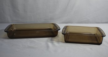 Two Vintage Amber Corning Pyrex Casserole #222 And 223-N