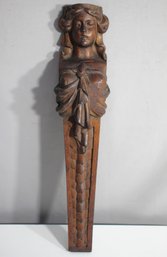 Carved  19' Female Wood Figural Architectural Fragment