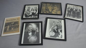 Group Lot Of Framed Music Memorabilia - 5 B/W Band Photos & 1 Newspaper Clipping