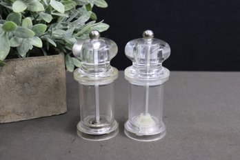 Lucite And Stainless Steel Cole & Mason Salt & Pepper Grinders Set