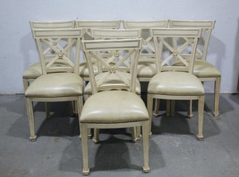 Set Of 8 Good Quality Italian  Chairs With Leather Seats