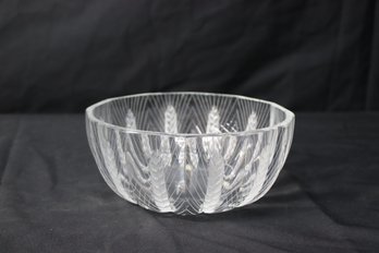 Signed Vintage Lalique Crystal Ceres Bowl With Wheat Pattern French Art Glass