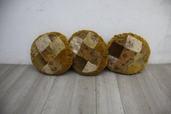 Three Vintage Round Pillows