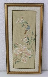 Completed Flower Branches And Bird Cross-Stitch, Framed