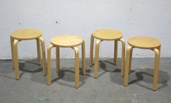 Group Of Four Bentwood Stackable Stool/Stacking End Tables Design After Alvar Aalto