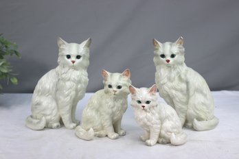 Group Lot Of 4 Vintage ESD & Lefton's Japanese Porcelain Cat Figurines, Sizes Vary