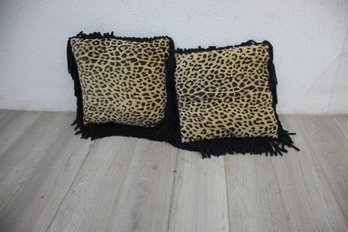 Pair Of Black Print Decorative Pillows