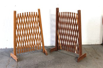 Pair Of Wooden Accordion-Style Garden Fences