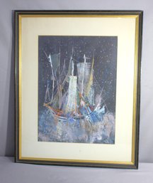 Stunning Abstract Maritime Painting By Notke - Framed And Signed