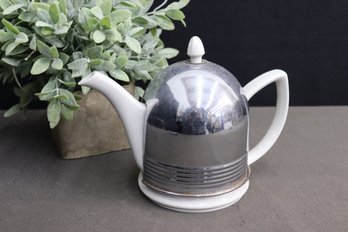 Vintage Deco Metal Jacketed Teapot By Hall China Co.