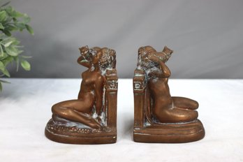 'is That A Cat On Your Should Or Are You Just Happy To See Me?' Pair Of Nude Female Figural Composite Bookends