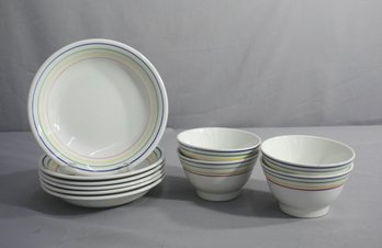 Group Lot Of Italian Ceraminter Striped Bowls - Large And Small