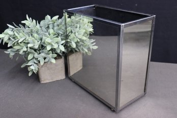 Vintage MCM Mirrored Glass And Chrome Waste Paper Bin
