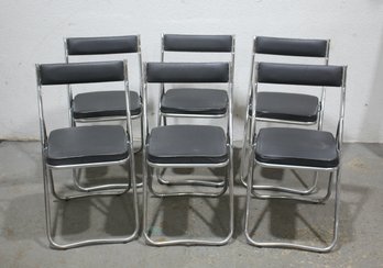 Group Of Six Fujiset MCM Vintage Chrome Folding Chairs