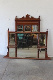 Antique Overmantel Mirror With Ornate Carved Frame