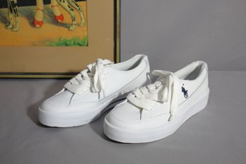NEW-Ralph Lauren Polo White Canvas Sneakers - Size 6B