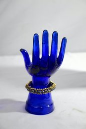 Vintage Faceted Blue Stone In Golden Paisley Surround Bracelet