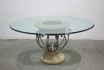 Drexel Heritage Round Glass Top Dining Table