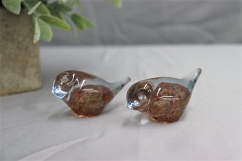 Pair Of Randsfjordglass Art Glass Birds -made In Norway