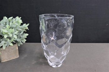 Austrian Reidel Crystal Cross Hatch Diamond Pattern Vase