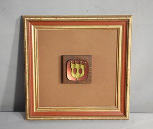 Vintage Framed Metal Emblem On Wood Plaque