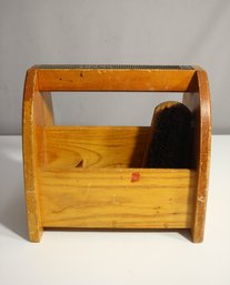 Antique Wooden Shoe Shine Box & Brushes