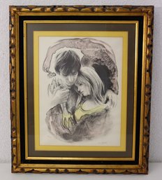 Vintage 'Lovers' Limited Edition Hand-Colored Lithograph, Signed M. Maurice 198/250
