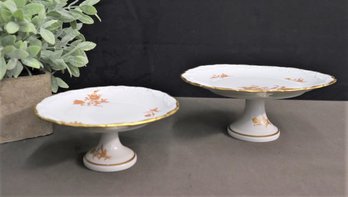 Two Limoges Porcelain Gold Rimmed Pedestal Plates