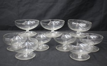 Vintage Clear Glass Footed Parfait Bowls With Stemmed Bases