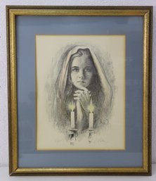 Vintage Limited Edition Hand-Colored Lithograph, Signed D. Malcom 87/150