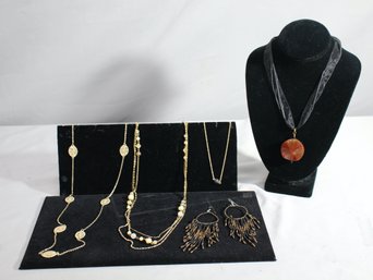 Group Lot Of Necklaces And Pair Of Earrings