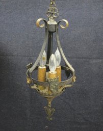 Vintage Gothic Revival Chandelier With Fleur-de-Lis Accents