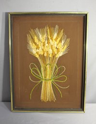 VTG 70s Framed Yarn Art Needlepoint Wildflower Bouquet Gallery Wall Decor