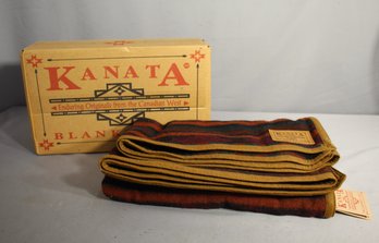 Kanata Blanket - Gold Rush Series, Striped Wool Blanket With Original Box  36' X 60'