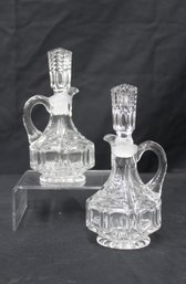 Vintage Glass Oil Or Vinegar Cruet Set With Glass Stoppers