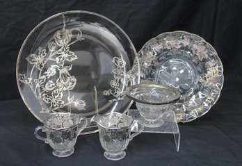 Overlay Glass Serving Collection With Floral Design